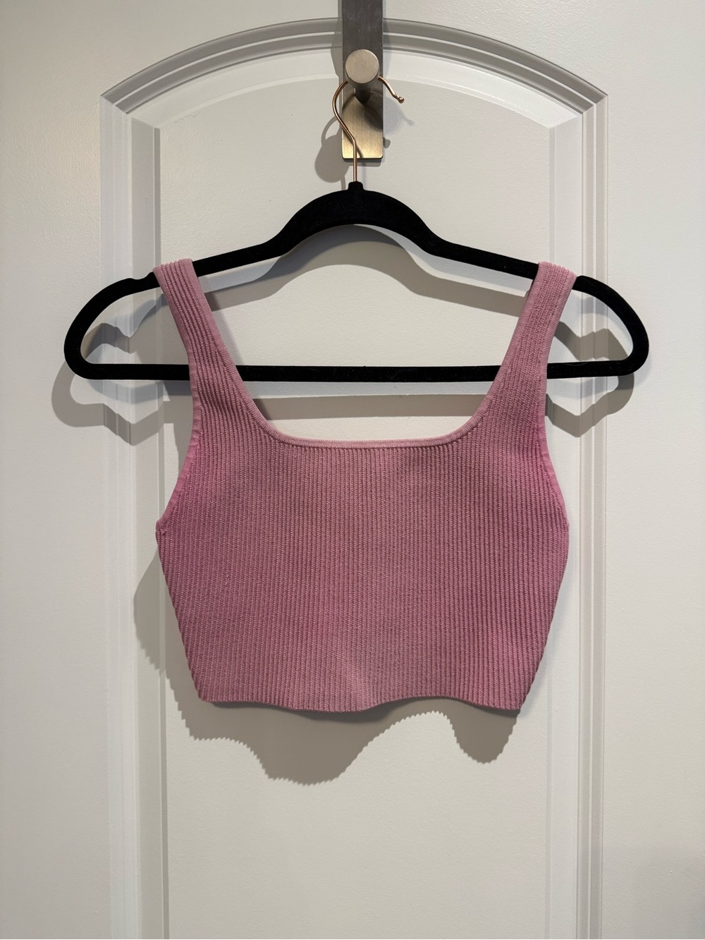 Babaton Aritzia Women's Ribbed Square Neck Crop Tank - Pink